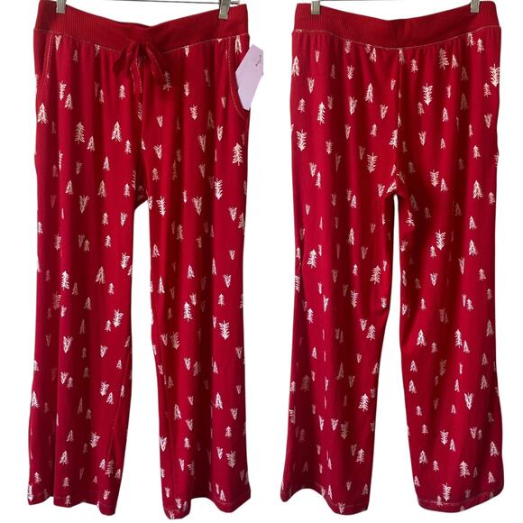 NEW JOYSPUN Christmas Tree Pajama Pants Red Size Medium Cozy Soft Knit - Picture 1 of 3